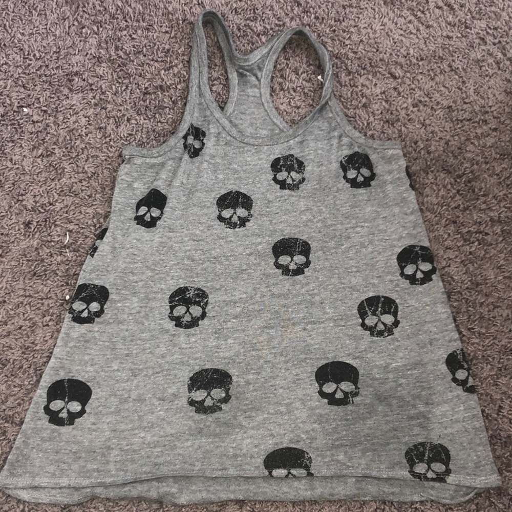CHASER gray skull tank top